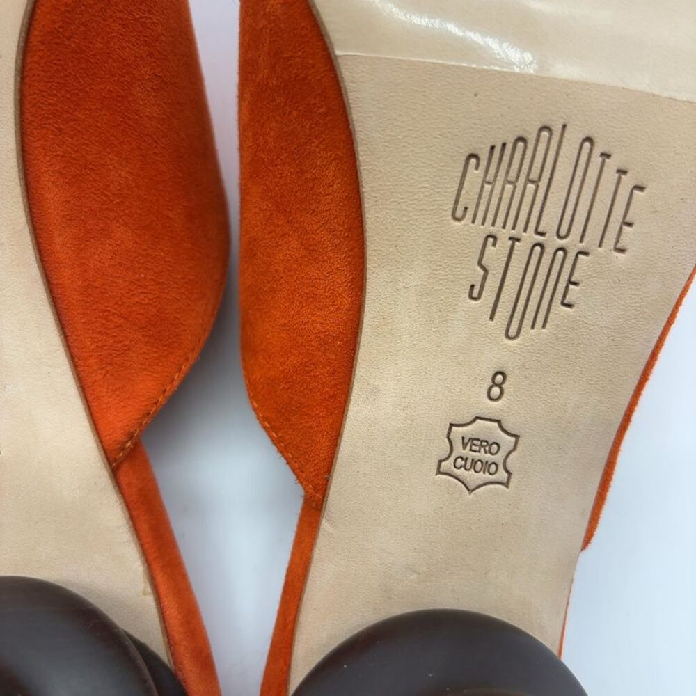 Charlotte Stone Charlotte Stone Durham Orange Suede Wooden Heel - Picture 7 of 7